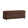 Contemporary Faux Fur Flip Top Storage Bench With - Black Metal Legs, Wide - Brown