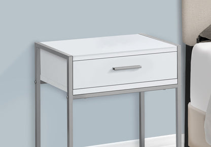 Accent Side Table, Storage Drawer, Contemporary & Modern - White