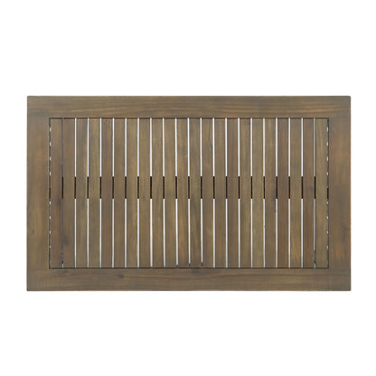 Acacia Wood Outdoor Coffee Table, Rectangular Patio Coffee Table For Outside - Gray