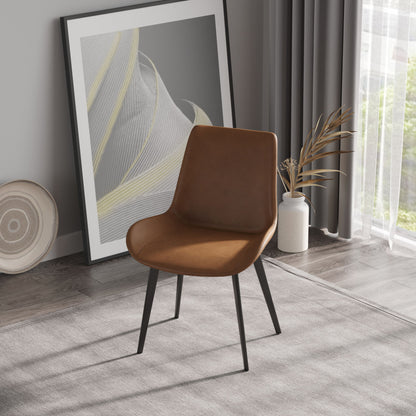 Modern Dining Chair Living Room Metal Leg Dining Chair (Set of 2) - Brown