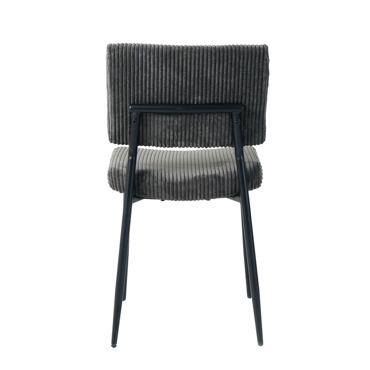 Modern Dining Chair (Set of 2) Fabric Upholstered With Black Metal Legs, Home And Bedroom Use - Gray
