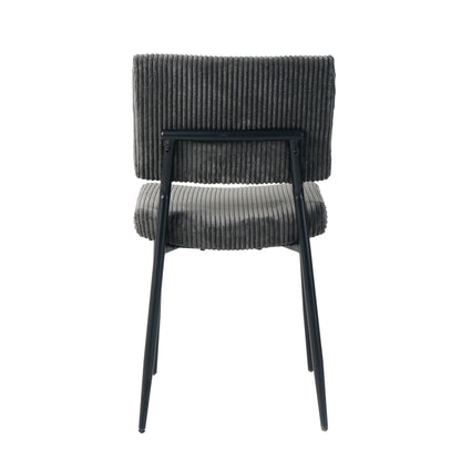 Modern Dining Chair (Set of 2) Fabric Upholstered With Black Metal Legs, Home And Bedroom Use - Gray