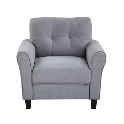Modern Living Room Sofa Set Linen Upholstered Couch Furniture For Home Or Office - Light Gray / Blue