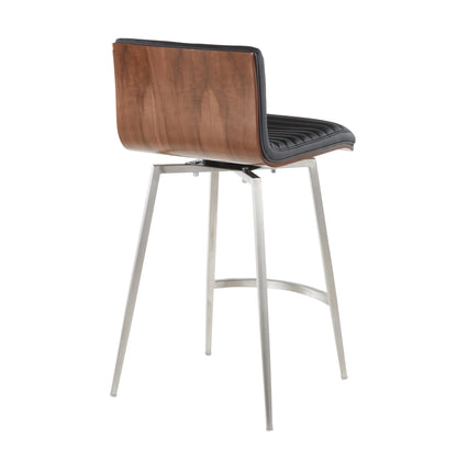 Mason - Contemporary Swivel Counter Stool (Set of 2) - Walnut / Black