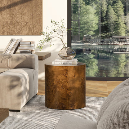Nebula - Accent Oval Pillar Side Table - Medium Brown