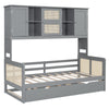 Twin Size Wooden Daybed With Twin Size Trundle, And All In One Cabinet And Shelf - Gray