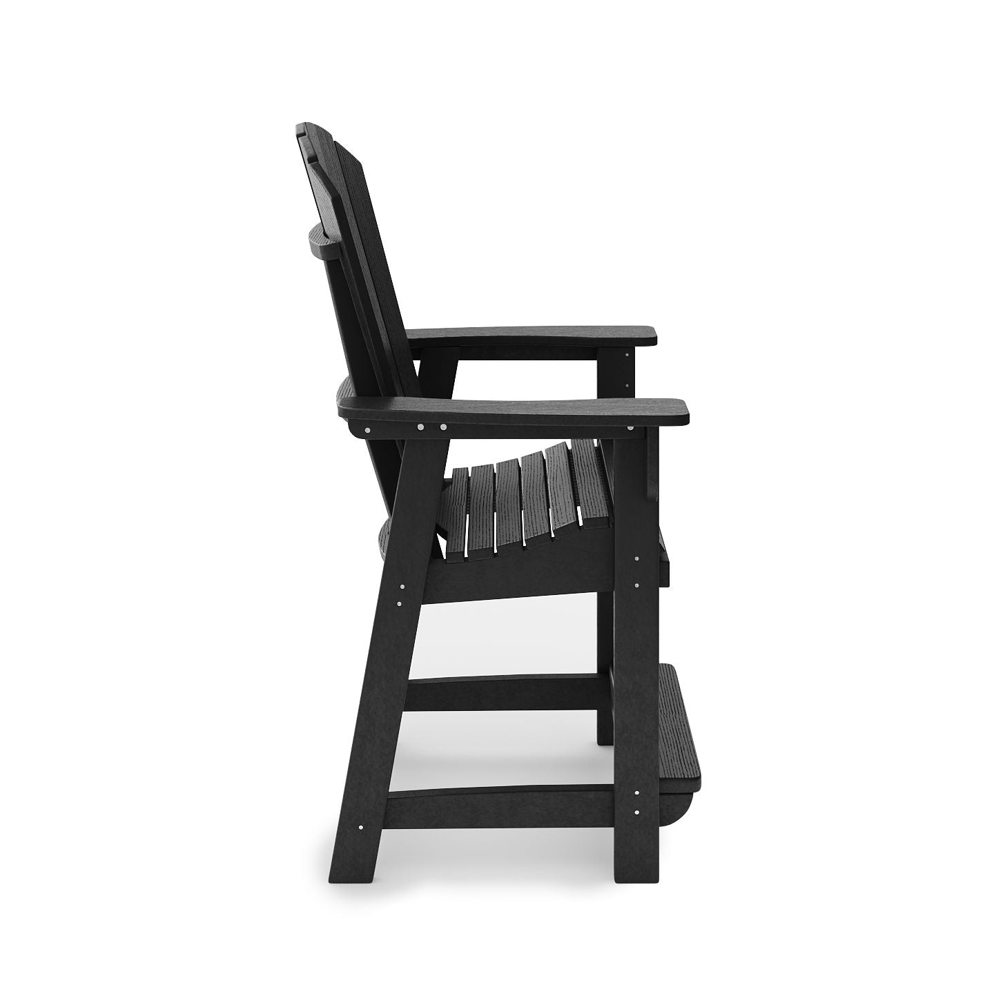 Adirondack Style Counter Chair Stylish HDPE Poly Lumber For Dining, Patio, And Garden Comfort - Black