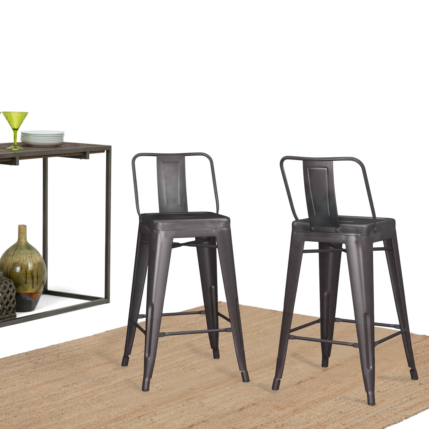 Rayne - Metal Counter Height Stool (Set of 2) - Gunmetal Gray