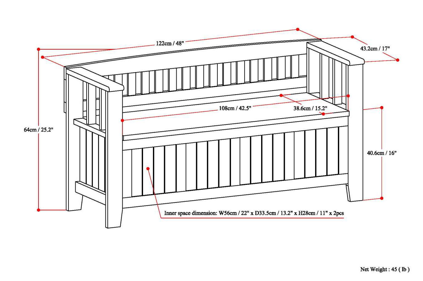 Acadian - Entryway Storage Bench - White