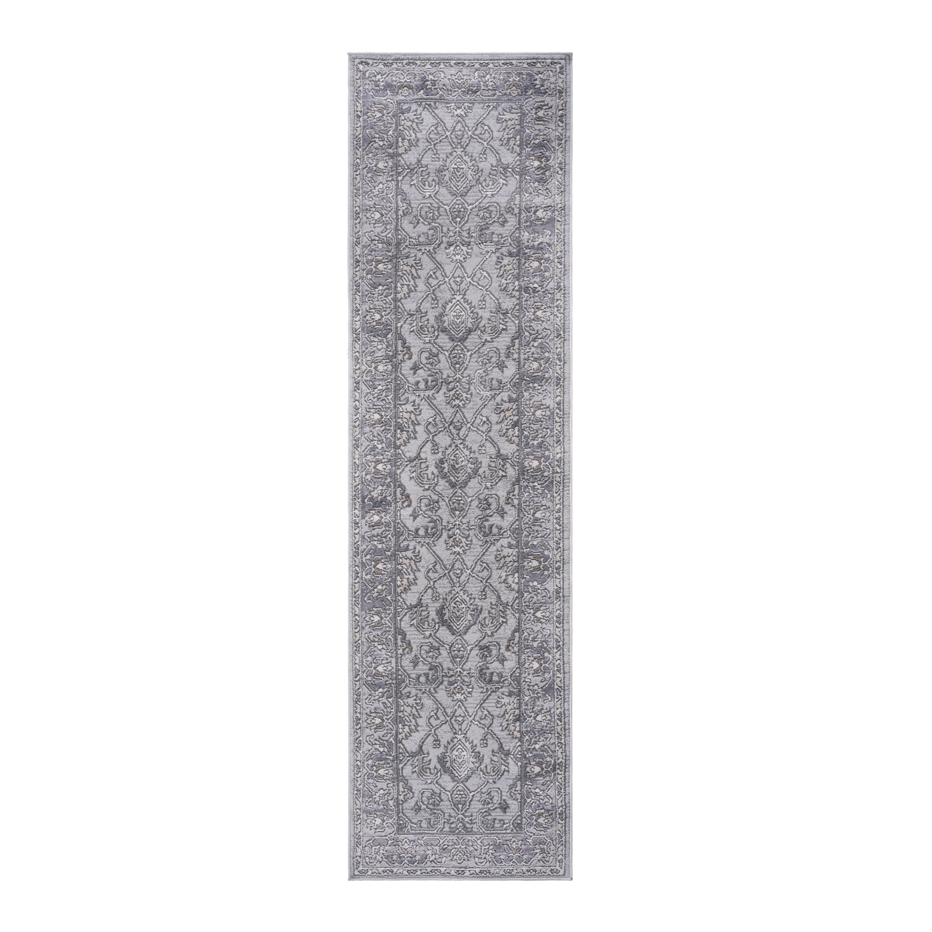 Marfi - 2' X 8' Oriental Runner Rug - Ivory / Gray