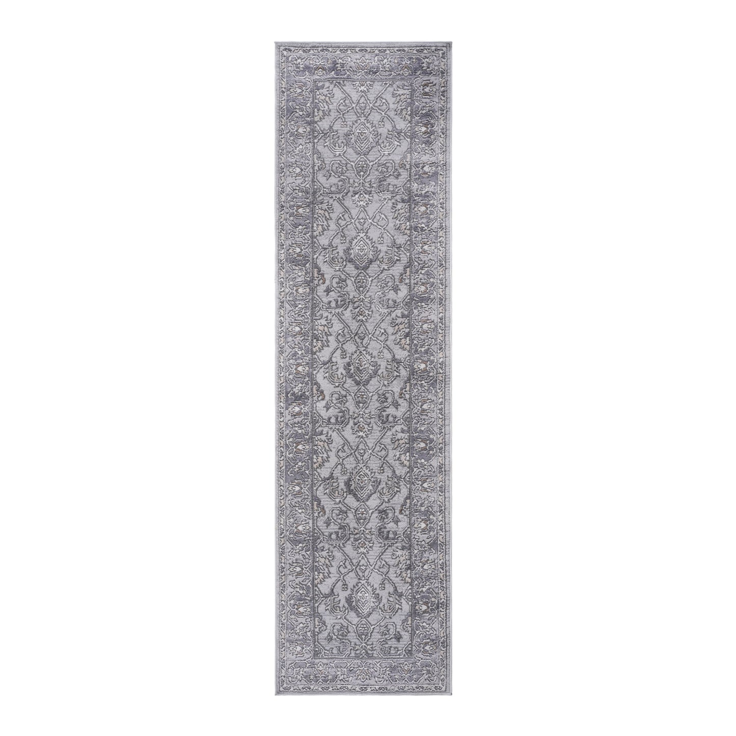 Marfi - 2' X 8' Oriental Runner Rug - Ivory / Gray