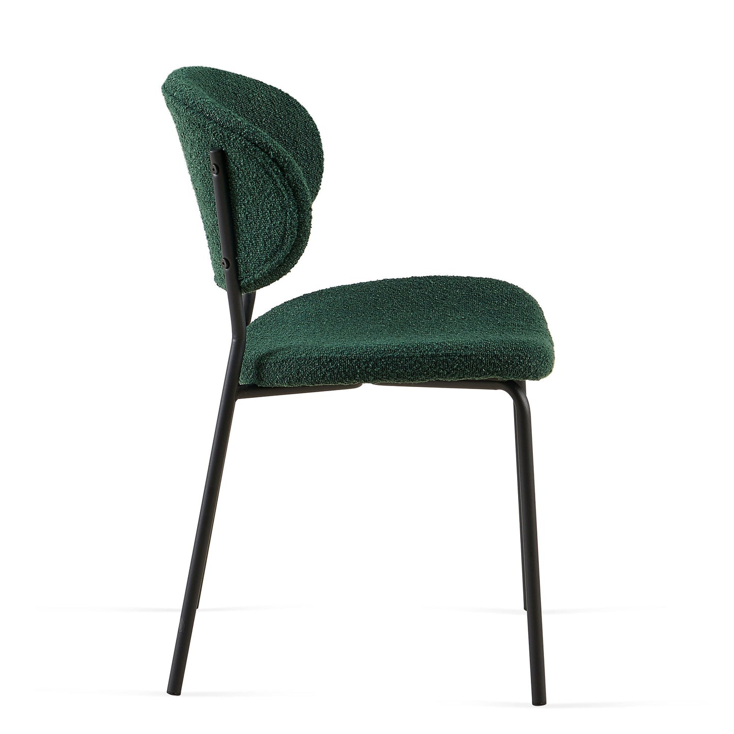Boucle Dining Chairs, Dining Chairs With Metal Legs For Dining Room, Kitchen, Living Room (Set of 2) - Dark Green
