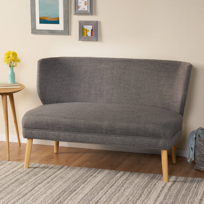 Classic Upholstered Loveseat With Curved Backrest - Gray