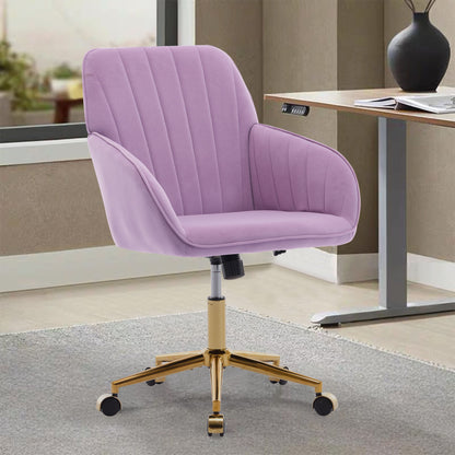 Ergonomic Swivel Office Chair With Backrest, Adjustable And Comfortable For Long Sitting - Lilac