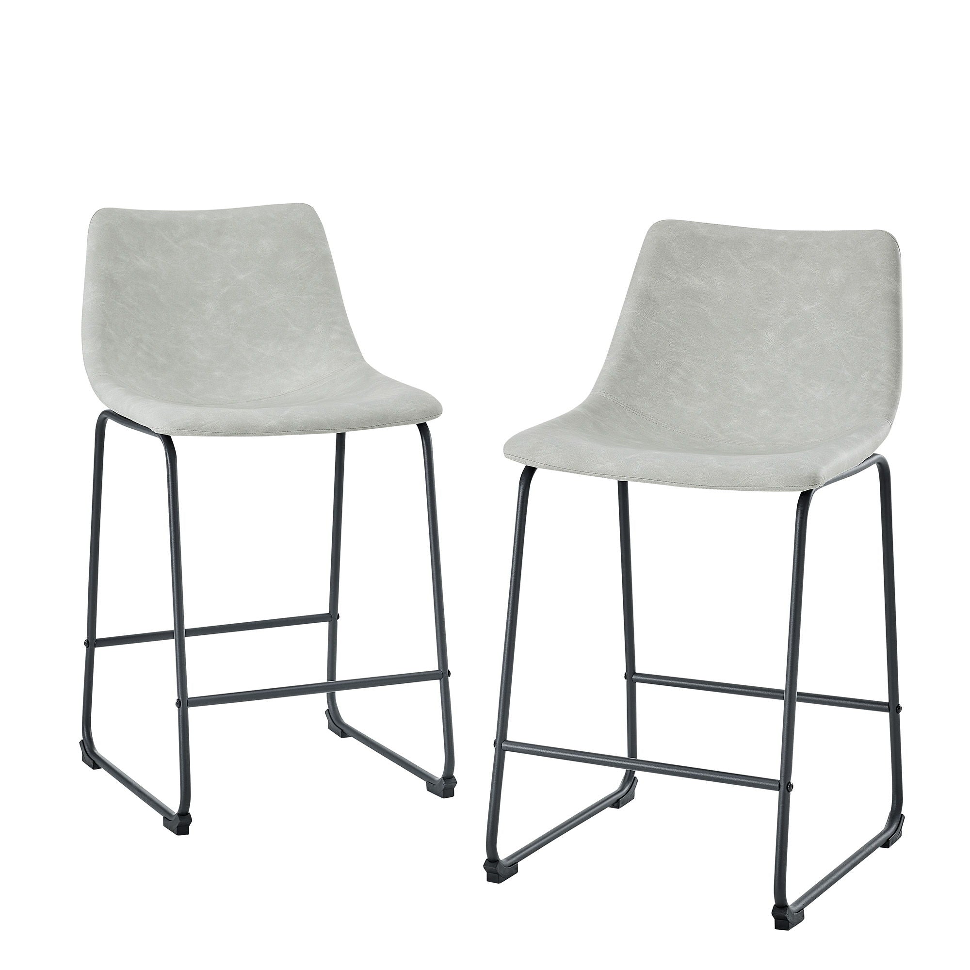 Industrial Faux Leather Counter Stools (Set of 2) - Gray