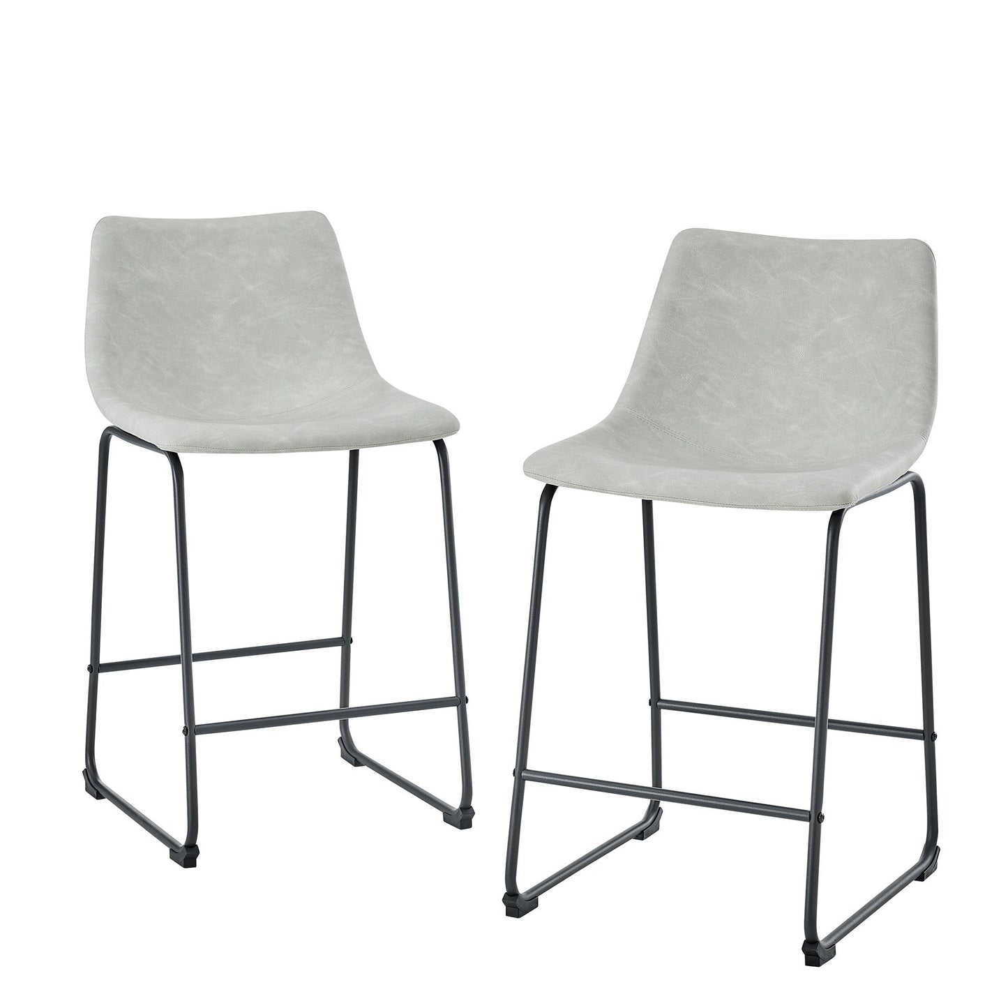 Industrial Faux Leather Counter Stools (Set of 2) - Gray