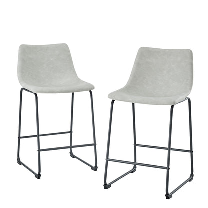 Industrial Faux Leather Counter Stools (Set of 2) - Gray