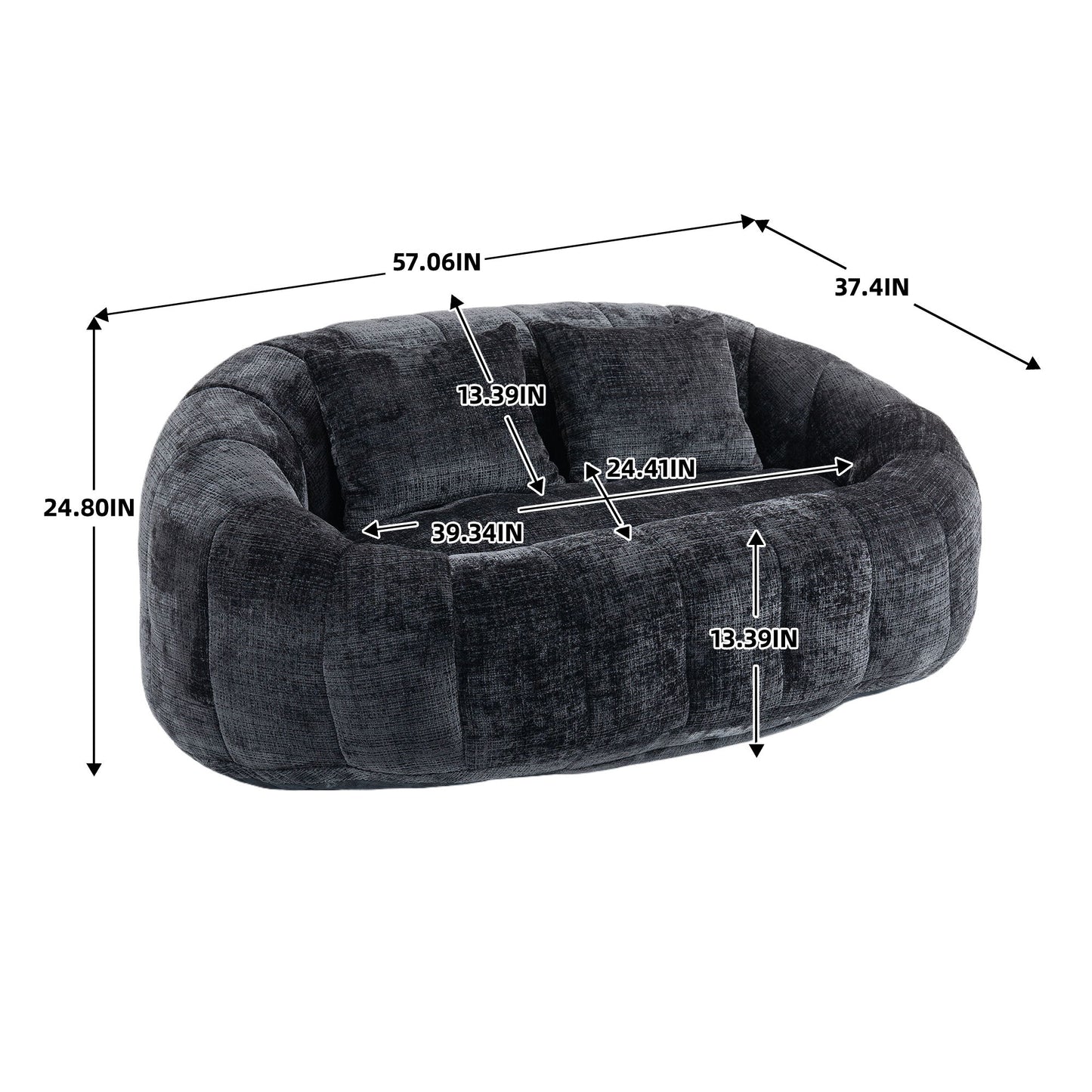 High Back Durable Comfort Bean Bag Sofa Couch For Adults And Kids - Black