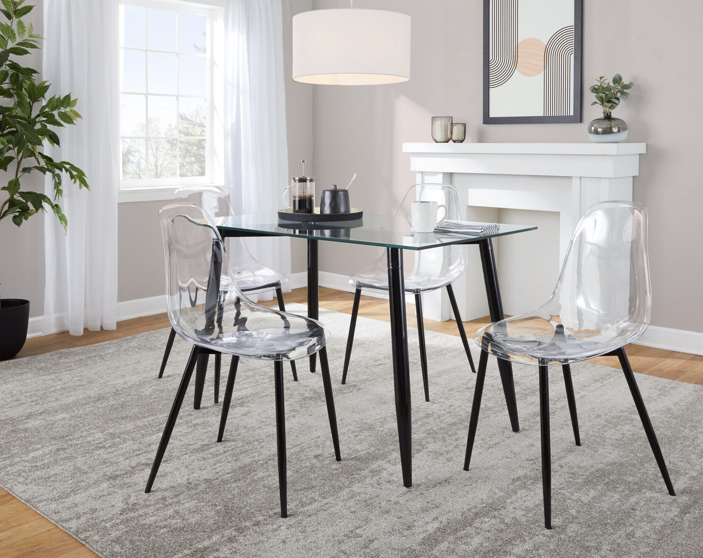Clara - 5 Piece Contemporary Dining Set - Black / Clear