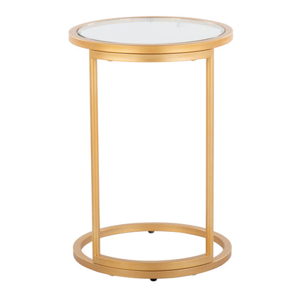 Zenn - Round End Table - Gold / Clear