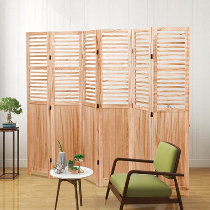 Panel Wooden Folding Room Divider - Natural