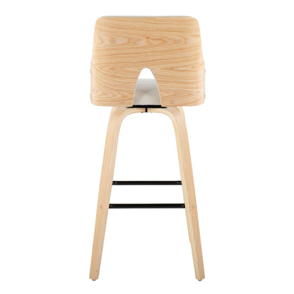 Stella - Contemporary Fixed Height Barstool With Swivel Square Footrest (Set of 2) - Natural / Cream