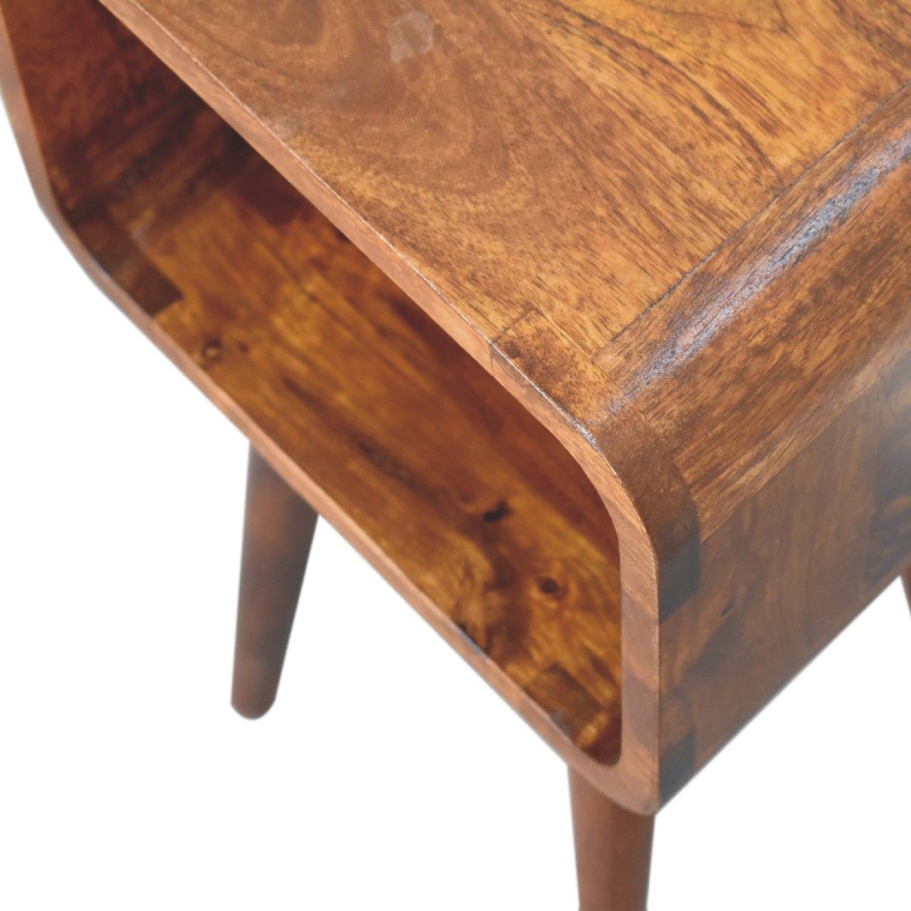 Mini Curved Open Bedside Table - Brown