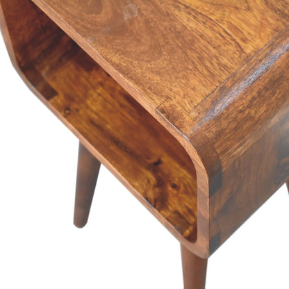 Mini Curved Open Bedside Table - Brown