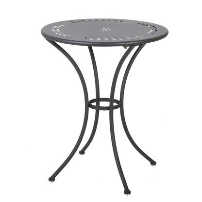 Ambrosia - 3 Piece Bistro Set With Leaf Motifs Top And Seat - Black