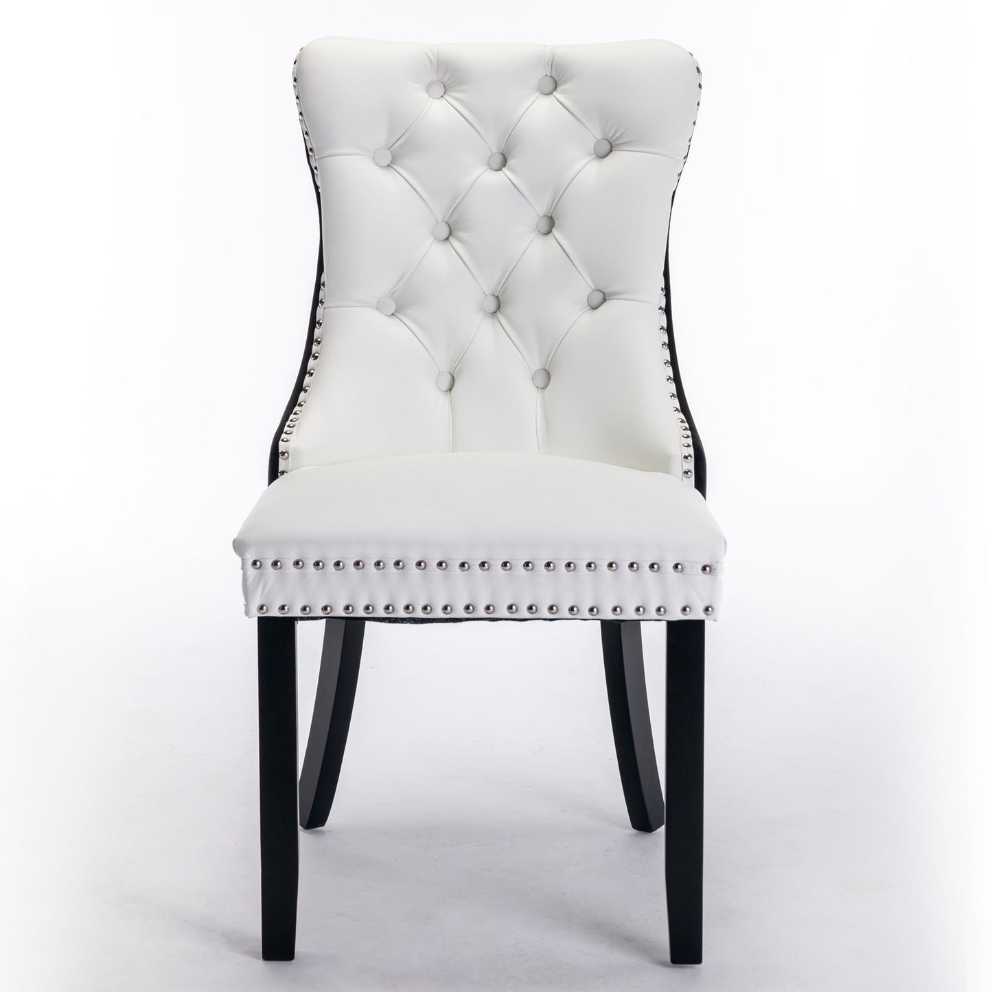 Nikki - Modern, High-End Tufted Solid Wood Contemporary And Velvet Upholstered Dining Chair With Wood Legs Nailhead Trim (Set of 2) - White / Black