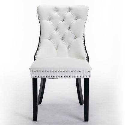 Nikki - Modern, High-End Tufted Solid Wood Contemporary And Velvet Upholstered Dining Chair With Wood Legs Nailhead Trim (Set of 2) - White / Black