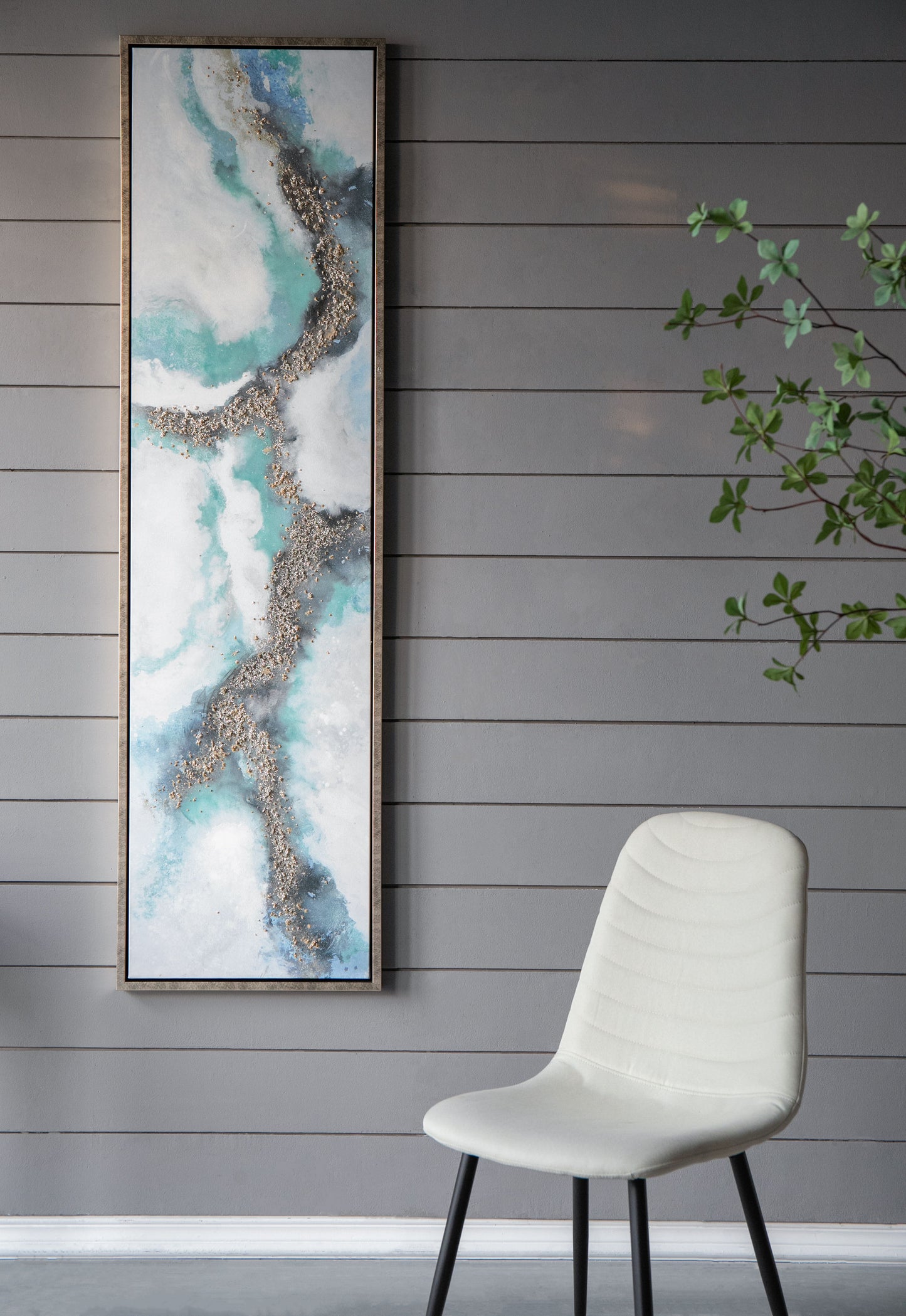 Elongated Modern Abstract Oil Painting, Rectangle Framed Wall Art (Set of 2) - Multicolor