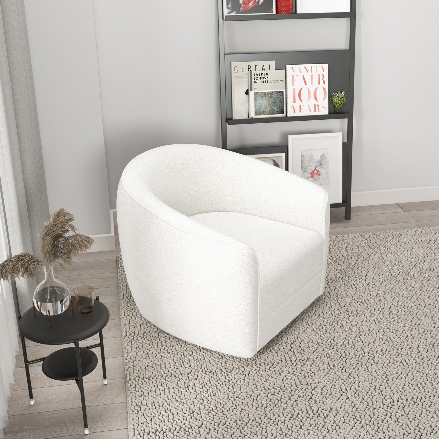 Elise - Mid-Century Modern Swivel Chair - White