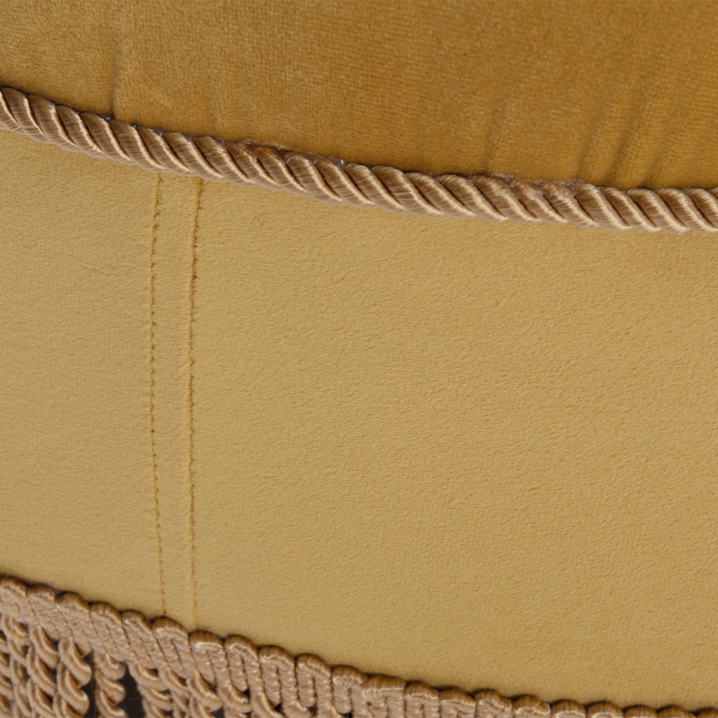 Yolanda - Round Upholstered Accent Ottoman - Gold Yellow / Gold