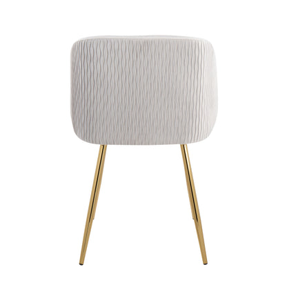 Fran - Pleated Waves Contemporary Chair (Set of 2) - Gold / Pleated Silver Waves