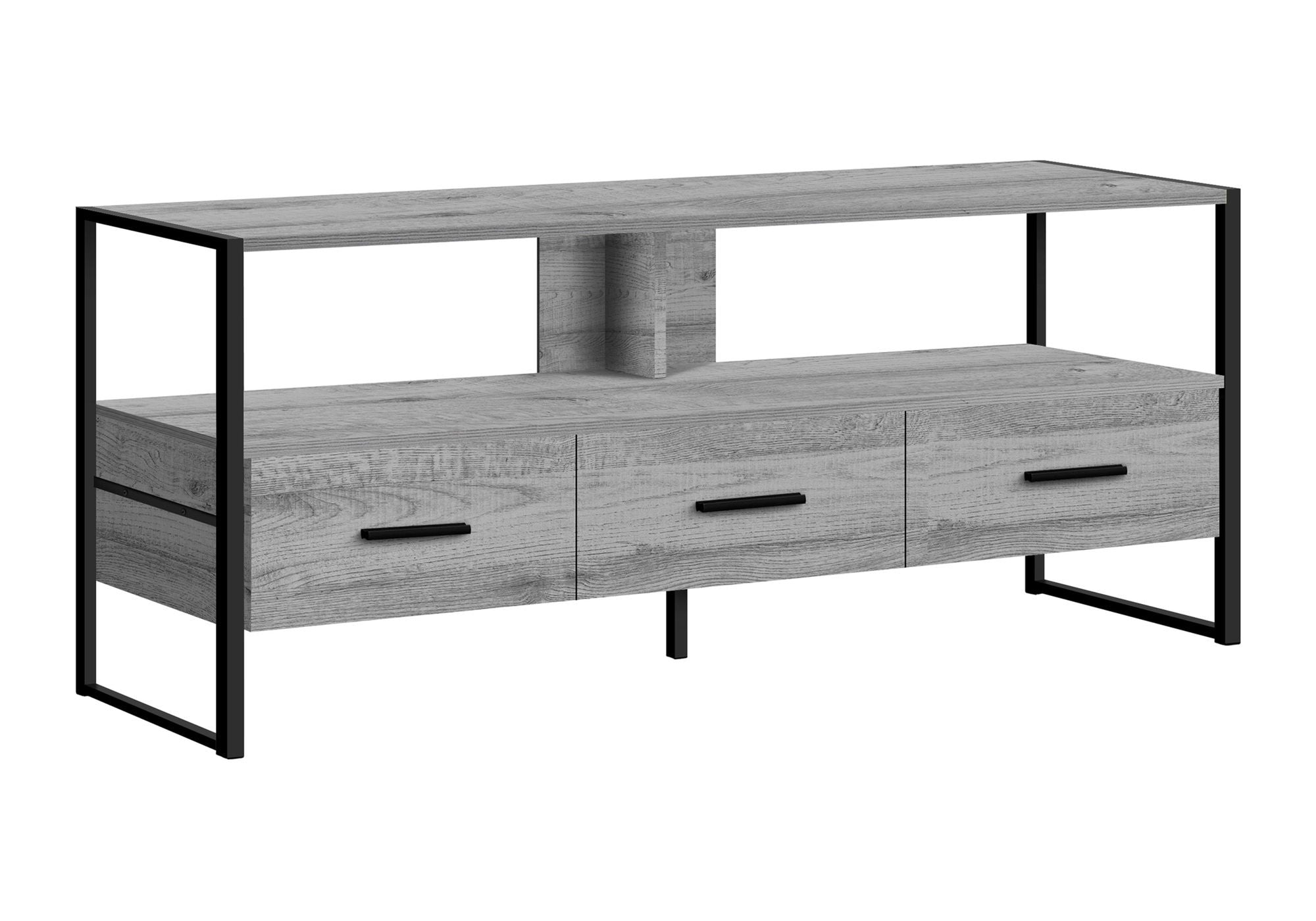 TV Stand, Console, Media Entertainment Center, Storage Drawers, Contemporary, Elegant Design - Gray