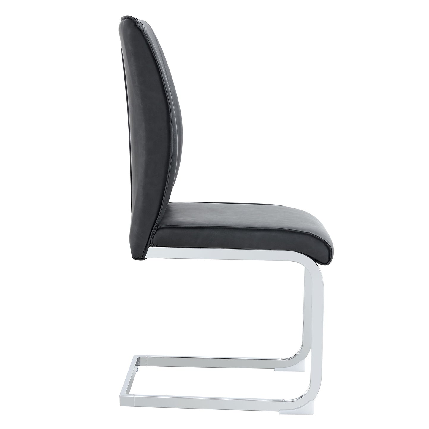 Luxury Simple Arch Chair Set Of 4 High Resilience Dining Chair - Dark Gray / Silver