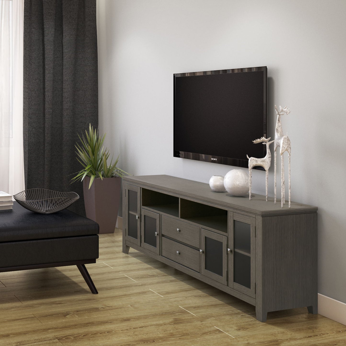 Cosmopolitan - Wide TV Media Stand - Farmhouse Gray