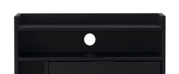 Mid-Century Modern Solid Wood 2 Drawer Gallery Nightstand - Black