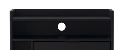 Mid-Century Modern Solid Wood 2 Drawer Gallery Nightstand - Black