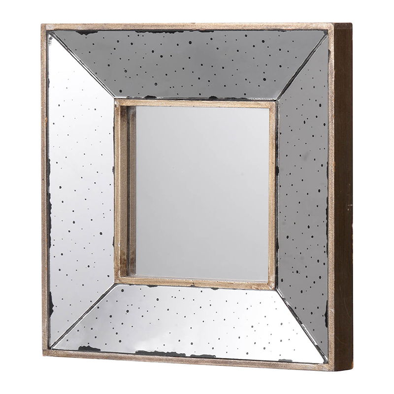 Distressed Square Accent Mirror, Wall Mirror For Living Room, Entryway, Office, Bedroom, Hallway - Silver