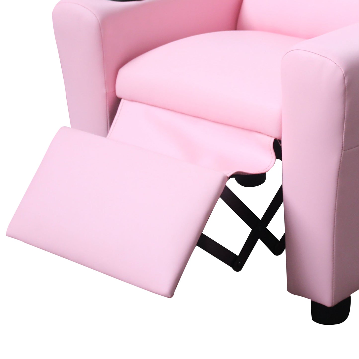 Marisa - Pink Leather Kids Recliner Chair With Cupholder - Pink