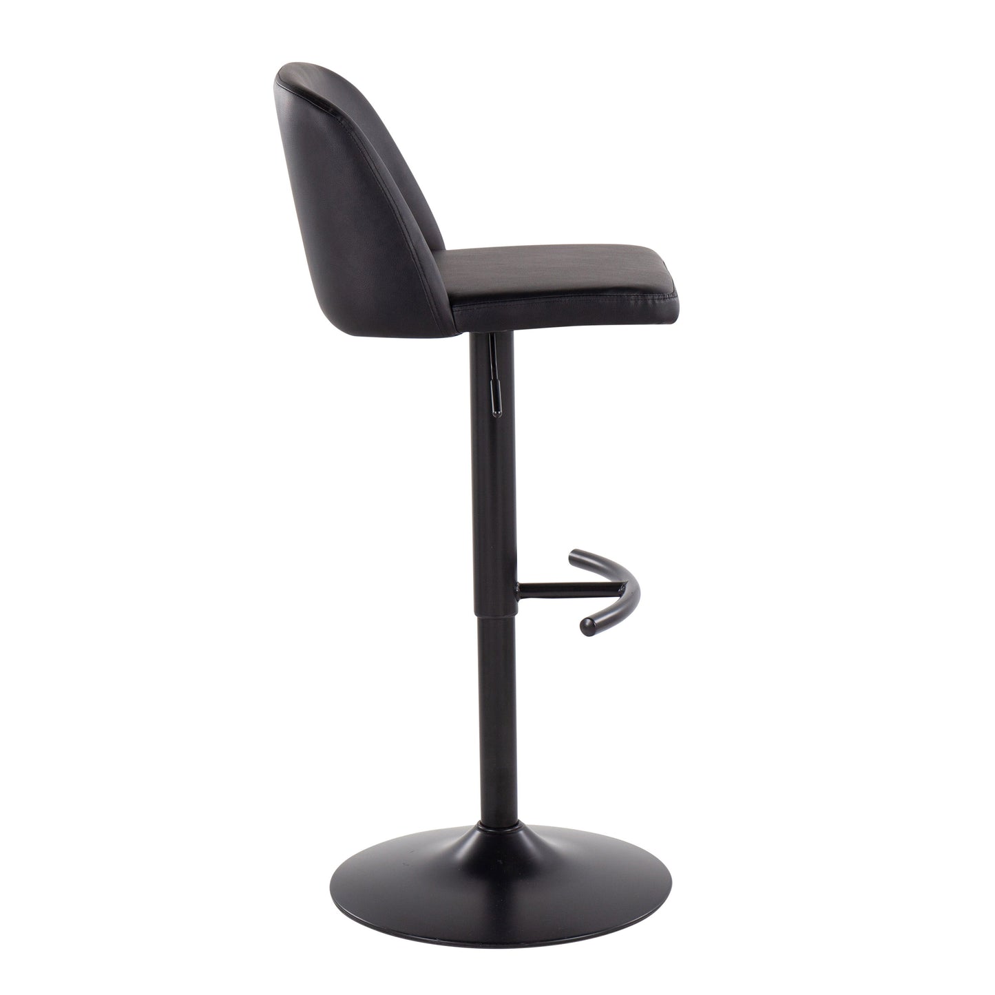 Toriano - Contemporary Adjustable Bar Stool With Rounded T Footrest (Set of 2) - Black