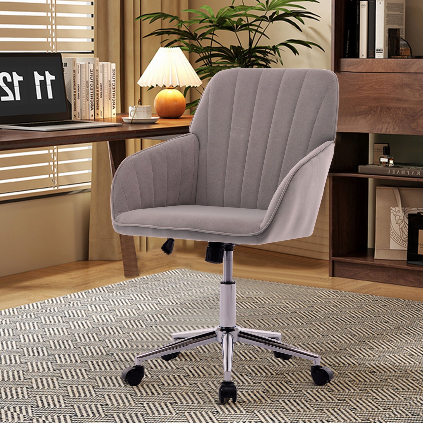 Adjustable Office Chair, Ergonomic Swivel Chair With Comfortable Backrest Seat - Gray