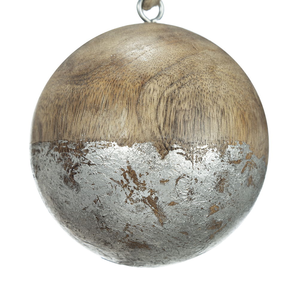 Christmas Ball Ornaments, Wood Decorative Hanging Ball Christmas Tree Ornaments For Holiday Party Decorations (Set of 4) - Brown