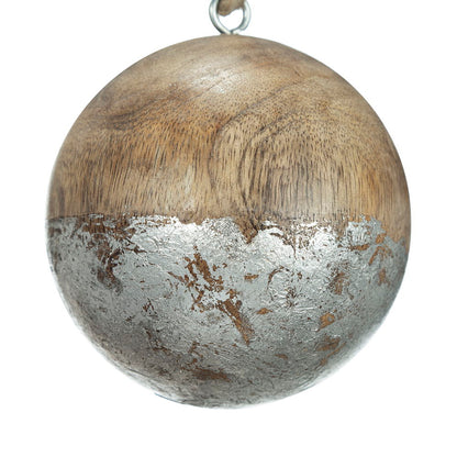 Christmas Ball Ornaments, Wood Decorative Hanging Ball Christmas Tree Ornaments For Holiday Party Decorations (Set of 4) - Brown