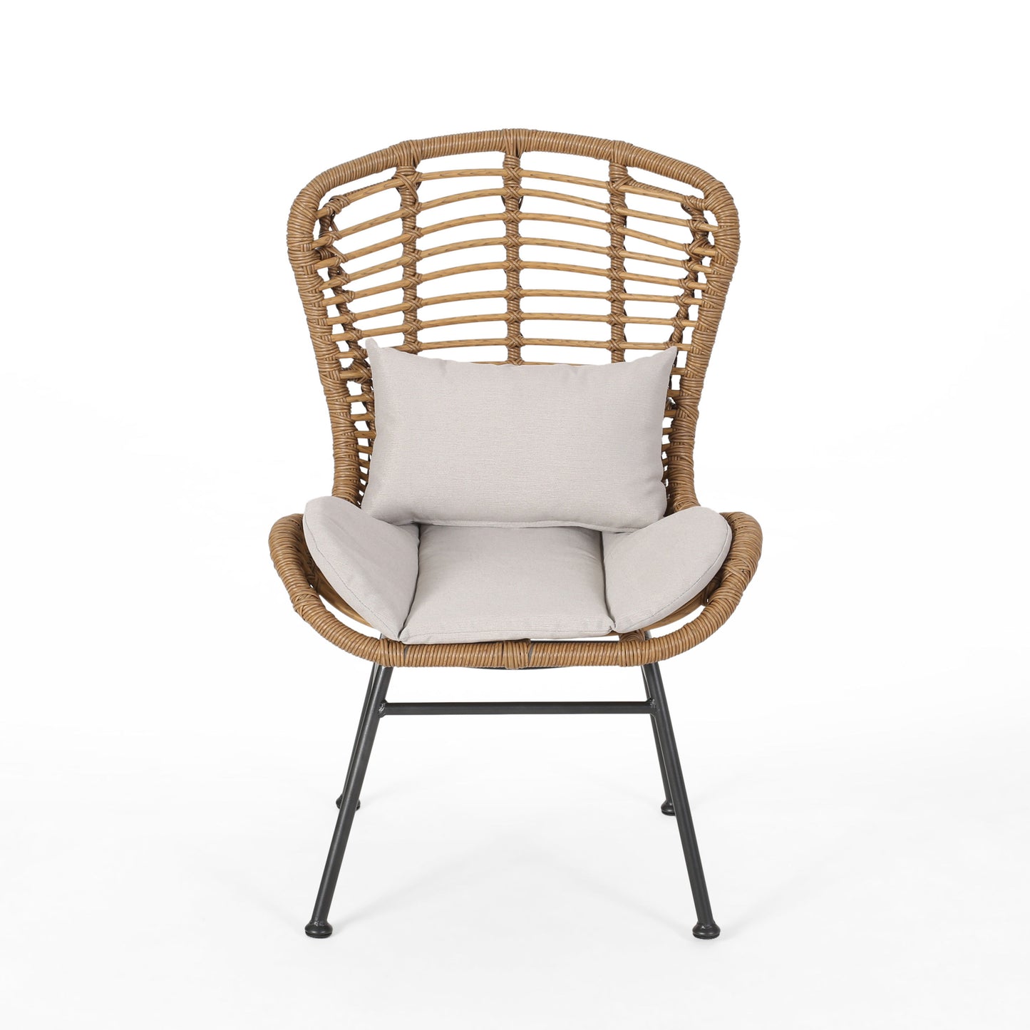 Calypso - Outdoor Chair With Water Resistance Cushion And Iron Frame - Beige