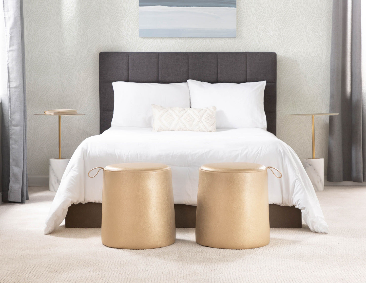 Symbol - Contemporary Side Table - Gold / White Marble