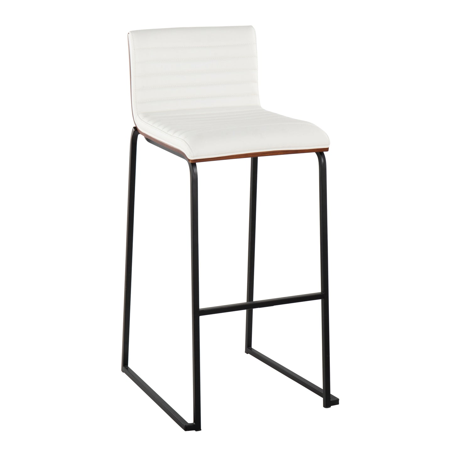 Mason Mara - Contemporary Fixed Height Barstool (Set of 2) - Black / Walnut / White