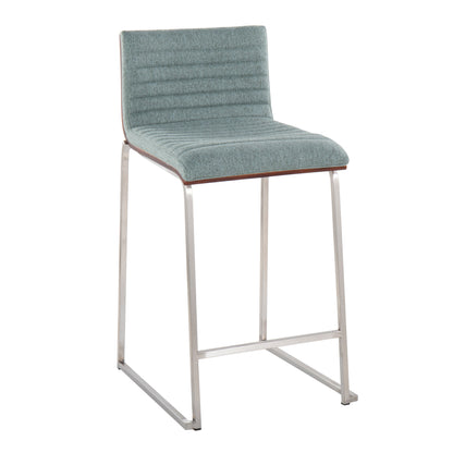 Mason Mara - Contemporary Fixed Height Counter Stool (Set of 2) - Walnut / Green